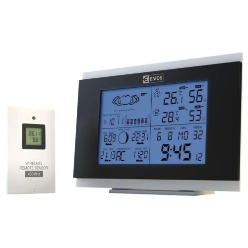 Időjárásjelző, külső- belsőhőmérő, óra AOK-5018B
