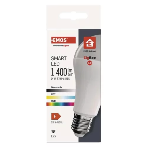 LED izzó GoSmart A65 / E27 / 14 W (94 W) / 1 400 lm / RGB / dimmelhető / Zigbee ZQZ516R