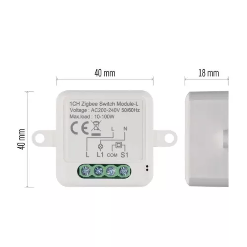 GoSmart kapcsolómodul IP-2103SZ, ZigBee, 1 csatornás (nem igényel N vezetéket).  H5103