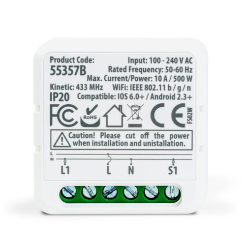 Smart-Kinetic kapcsoló vezérlőegység - 100-240 V AC, max 15 A - Amazon Alexa, Google Home. 55357B