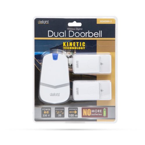 Vezeték nélküli csengő hálózati, 2 db dinamós nyomógombbal. 55343WH-2
