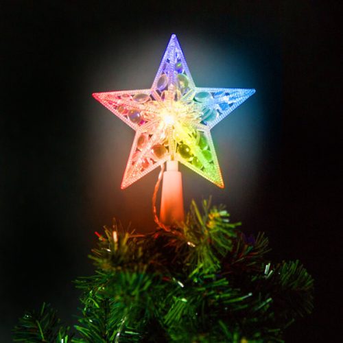 Karácsonyi LED-es csillag csúcsdísz, 10 LED, 15 cm színes. 58034