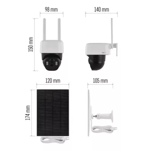 WiFi-s szolár (napelemes), akkumulátoros kültéri kamera, forgatható. WASP 5MP. H4067