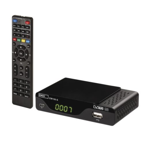 DVB-T2 vevő, Set Top Box, USB eszközre történő rögzítéssel. EM190-S (J6014)